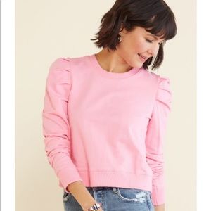 Pink puff sleeve sweater